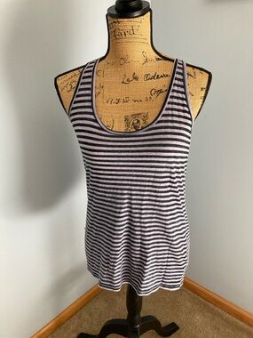 Converse Lavender & Black Striped Scoop Tank Top Women Size M**